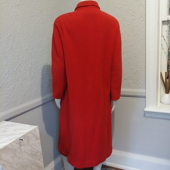 Vintage Red Long Fall Winter Coat by Bonwit Teller - Picture 4 of 6